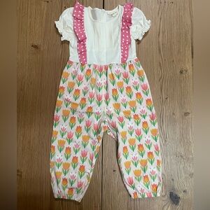 NEW Matilda Jane Floral Tulip Baby Romper with Pink Accents
